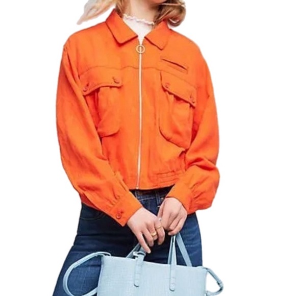 Cartonnier Jackets & Blazers - Anthropology Cartonnier Eisenhower Crop Orange Spring Jacket Size S